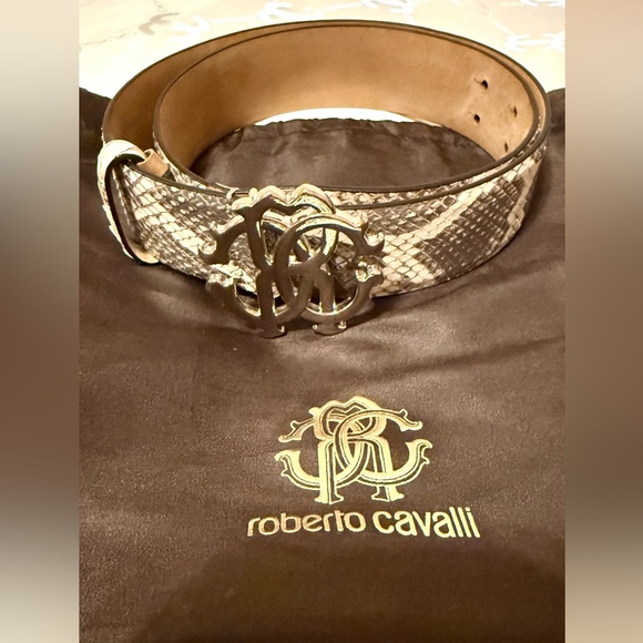 Roberto Cavalli Accessories - Roberto Cavalli Python Leather Belt w/ RC Logo Buckle | Size 40 / 80